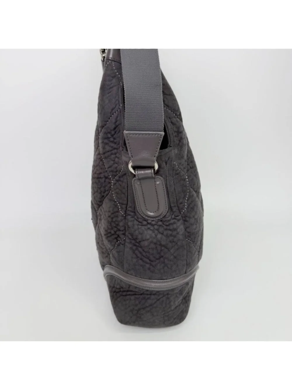 Chanel Sports Line CC Logo Chain Shoulder Bag Suede Leather Gray Silver Vintage